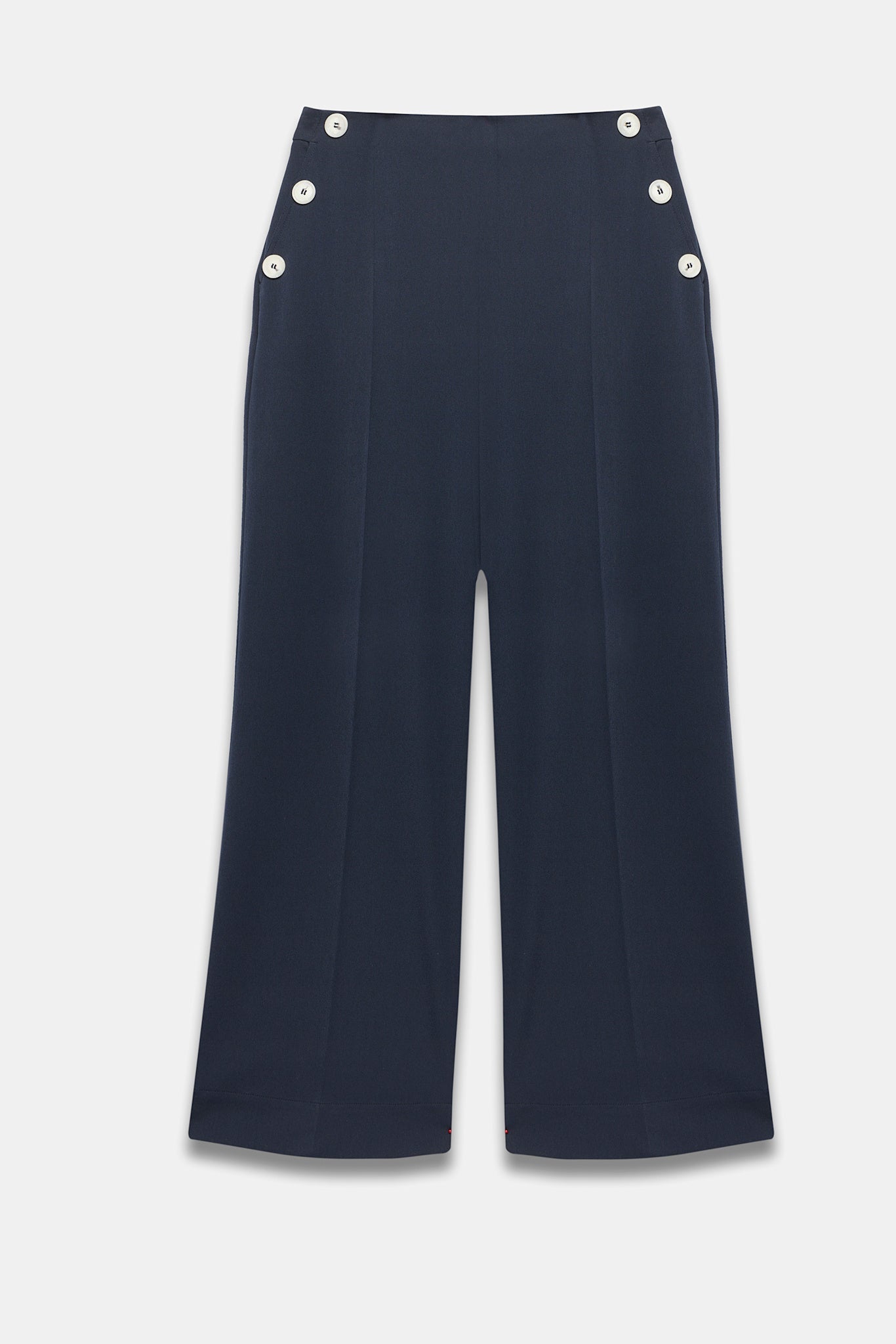Navy Button Front Wide Trousers