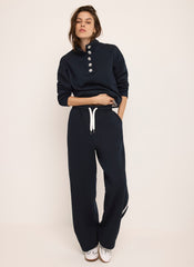 Navy Button Detail Sweatshirt