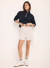 Navy Button Detail Sweatshirt