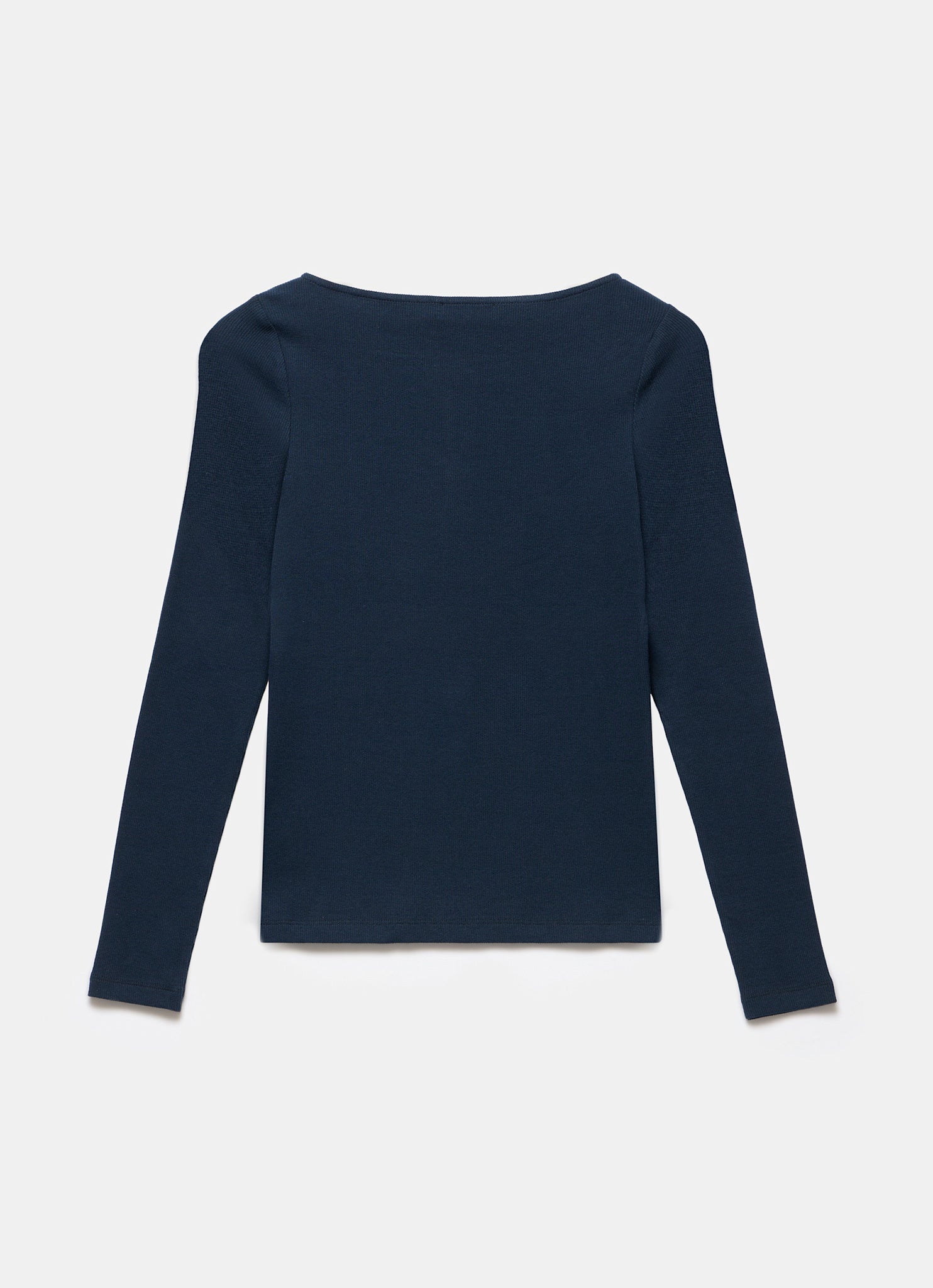 Navy Cotton Blend Button Detail Top