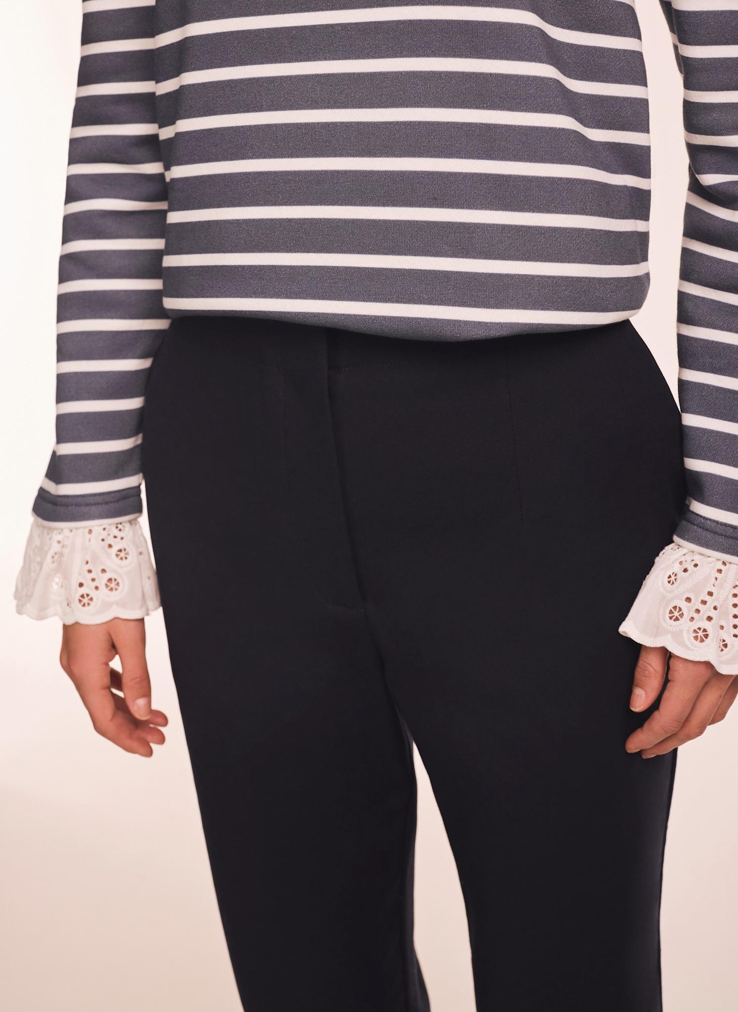 Navy Cotton Blend Capri Trousers