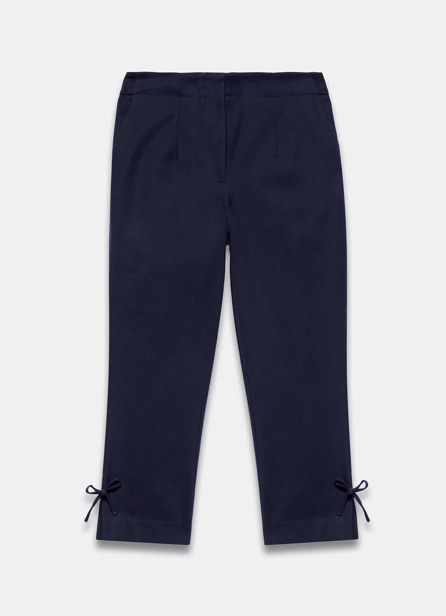 Navy Cotton Blend Capri Trousers