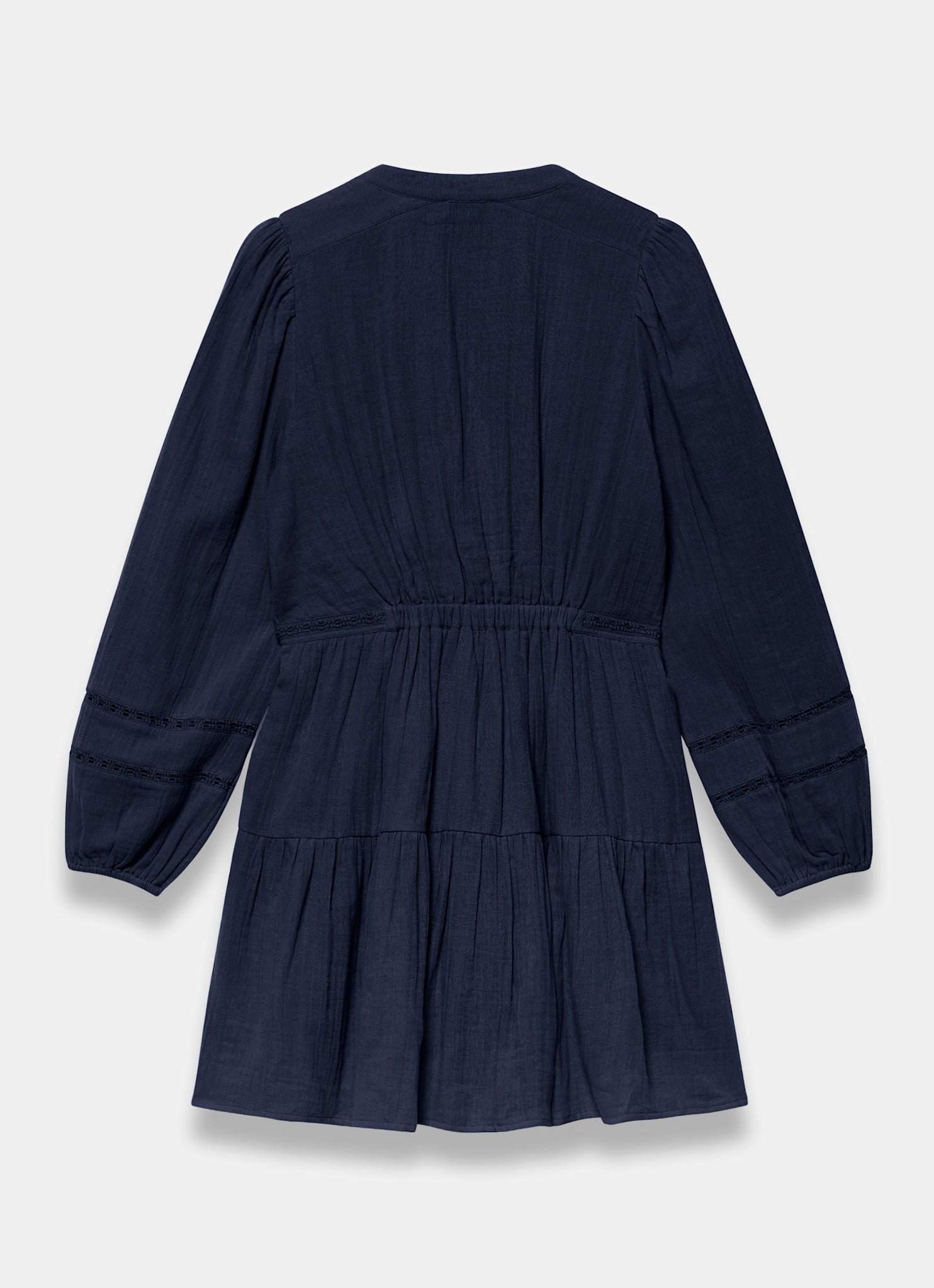 Navy Cotton Cheesecloth Mini Dress