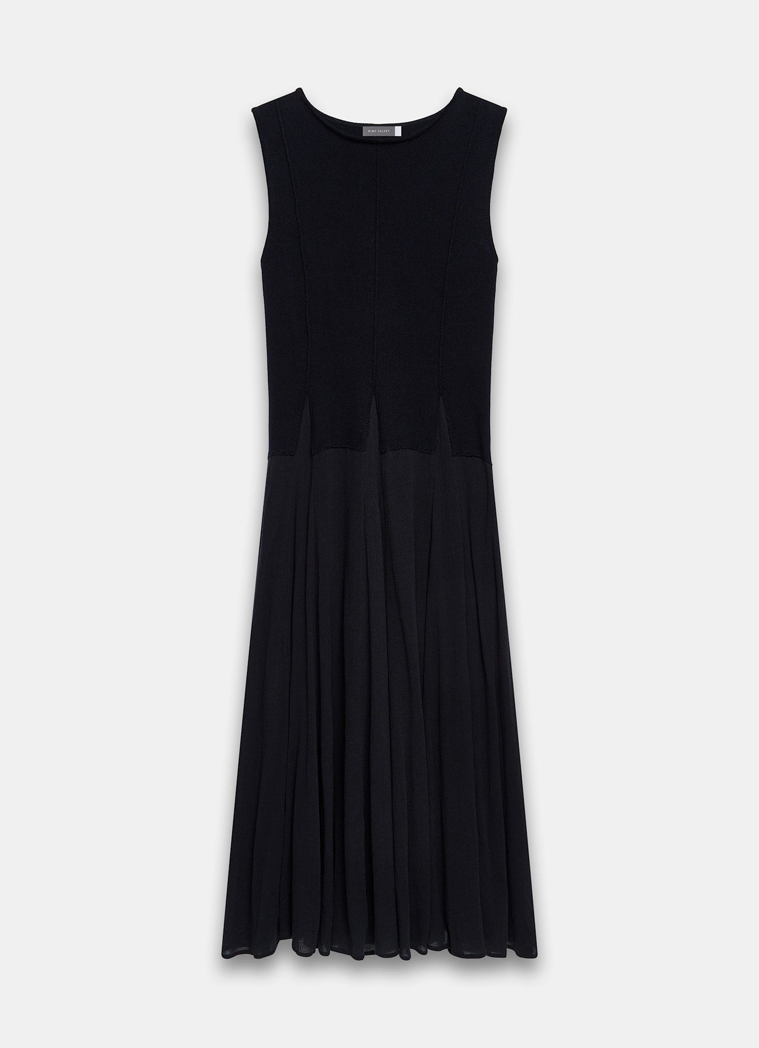 Navy Cotton Blend Drop Waist Maxi Dress
