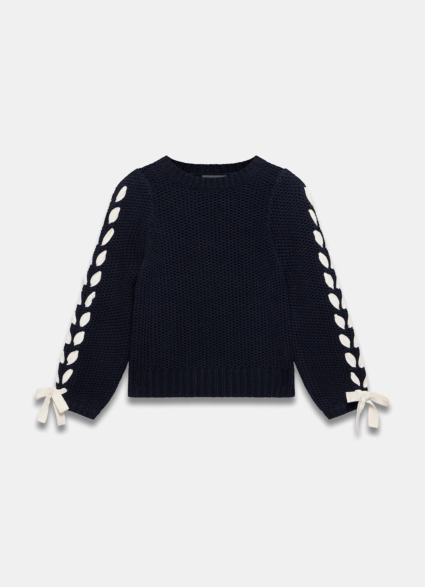 Navy Cotton Blend Ribbon Detail Jumper