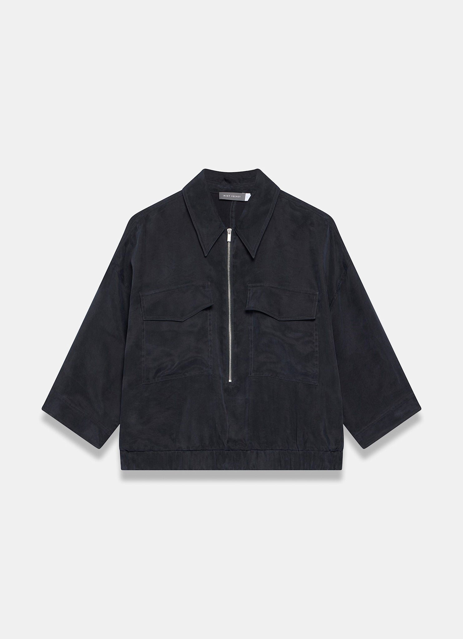Navy Zip Detail Blouse