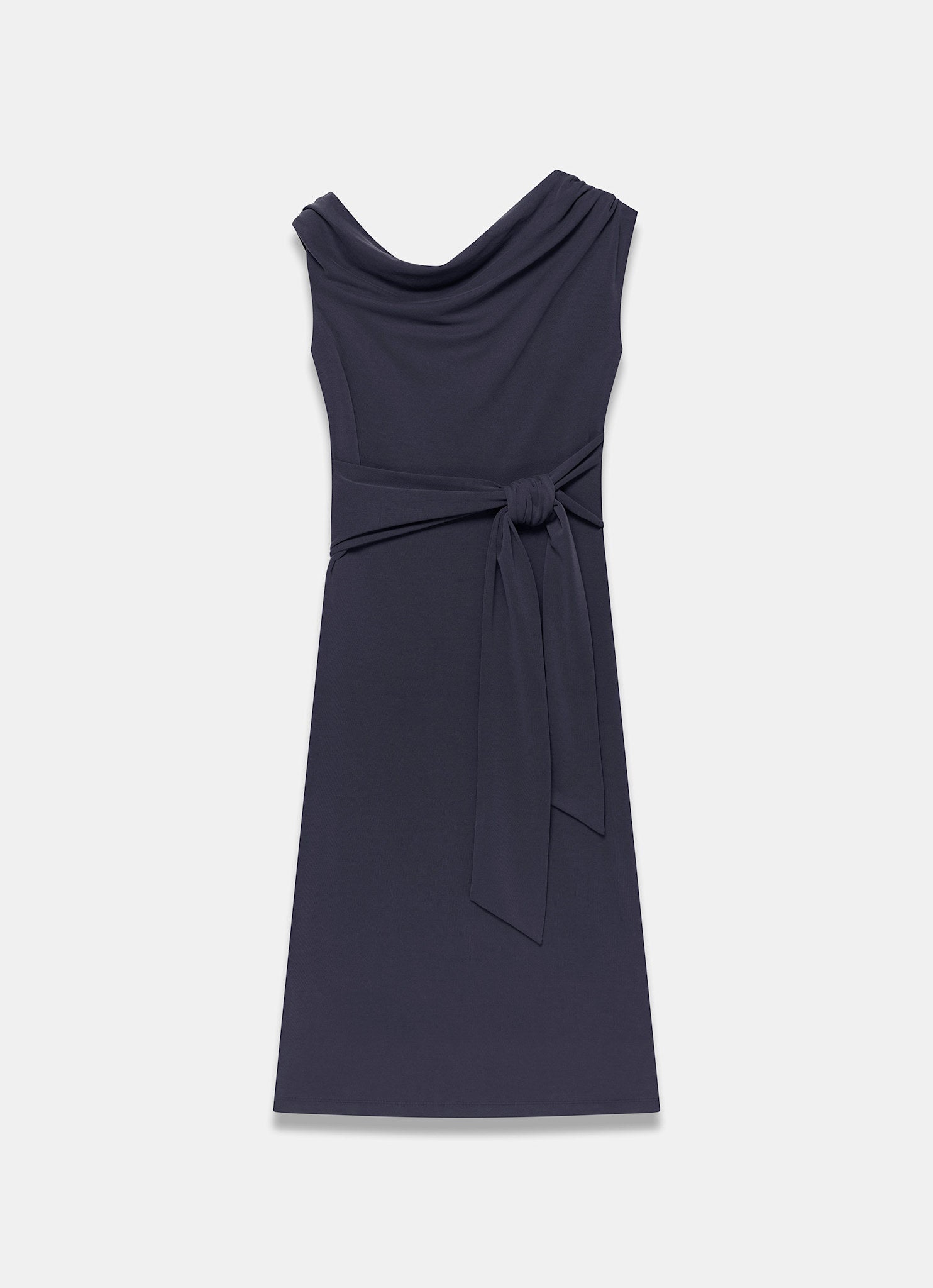 Navy Tie Detail Midi Dress