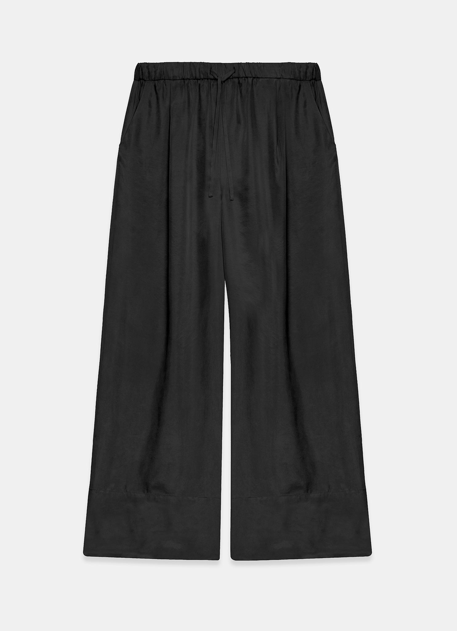 Navy Drawstring Wide Leg Trousers
