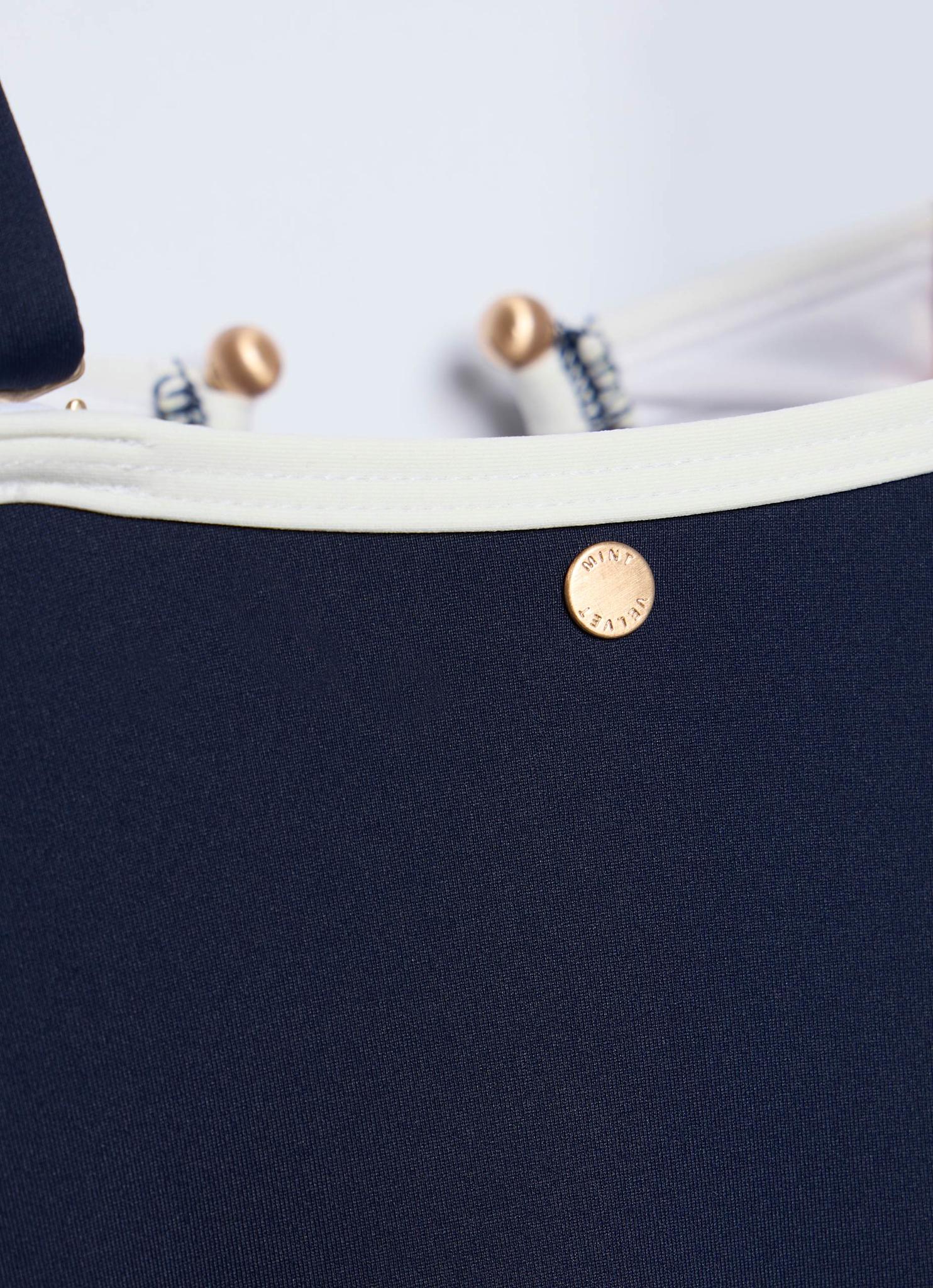 Navy Contrast Trim Bandeau Swimsuit