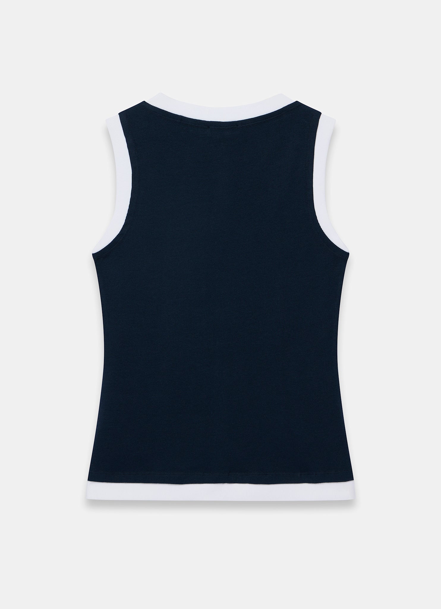 Navy Cotton Blend Sleeveless Top