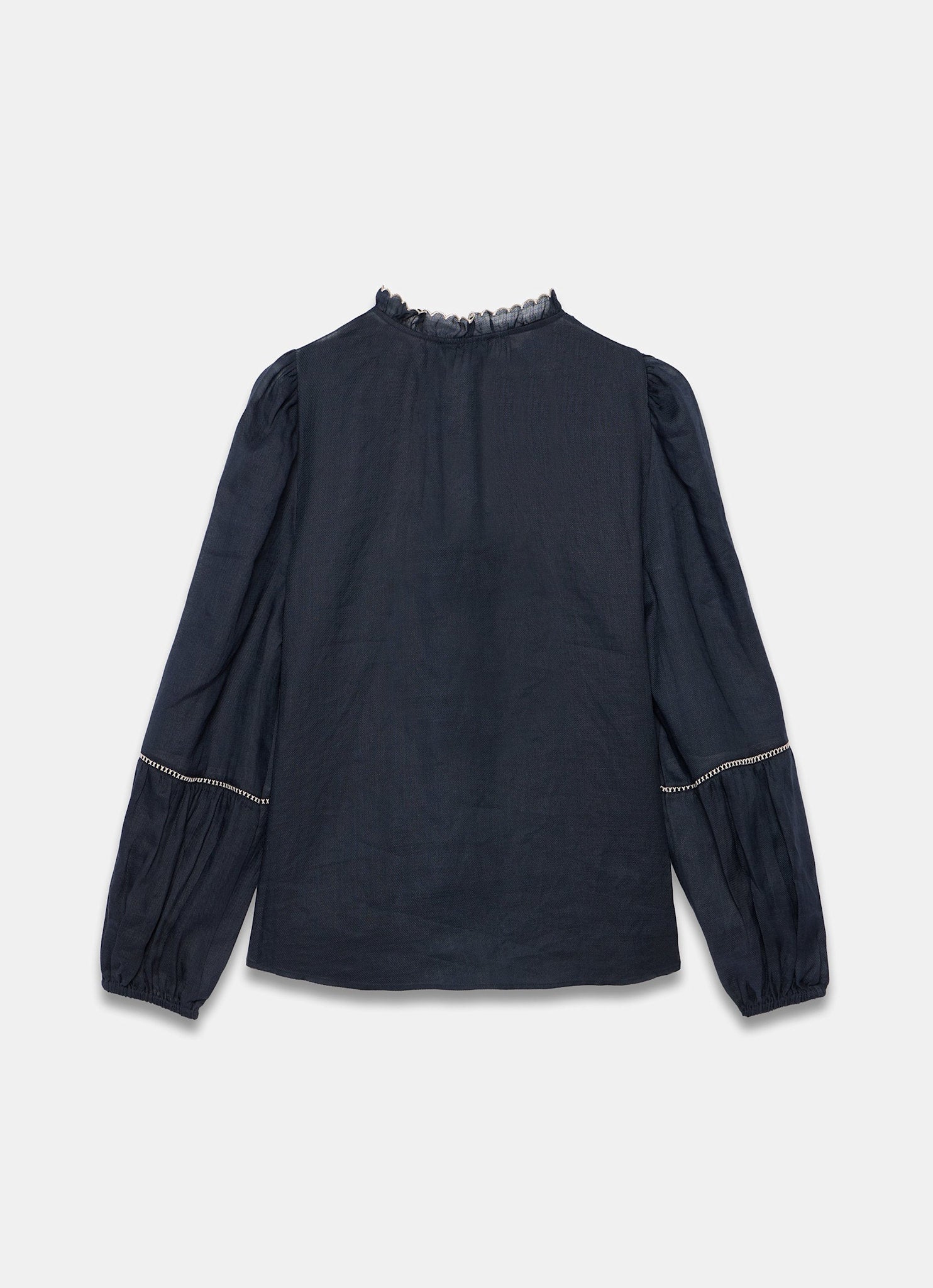 Navy Embroidered Detail Blouse