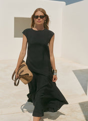 Navy Full Hem Midi Dress
