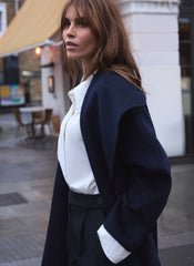 Navy Hand Finished Double Breasted Coat