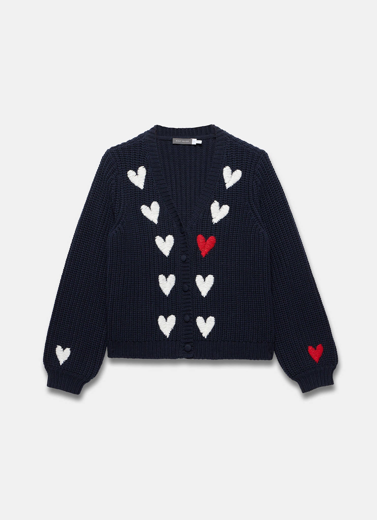 Navy Heart Embroidered Cardigan