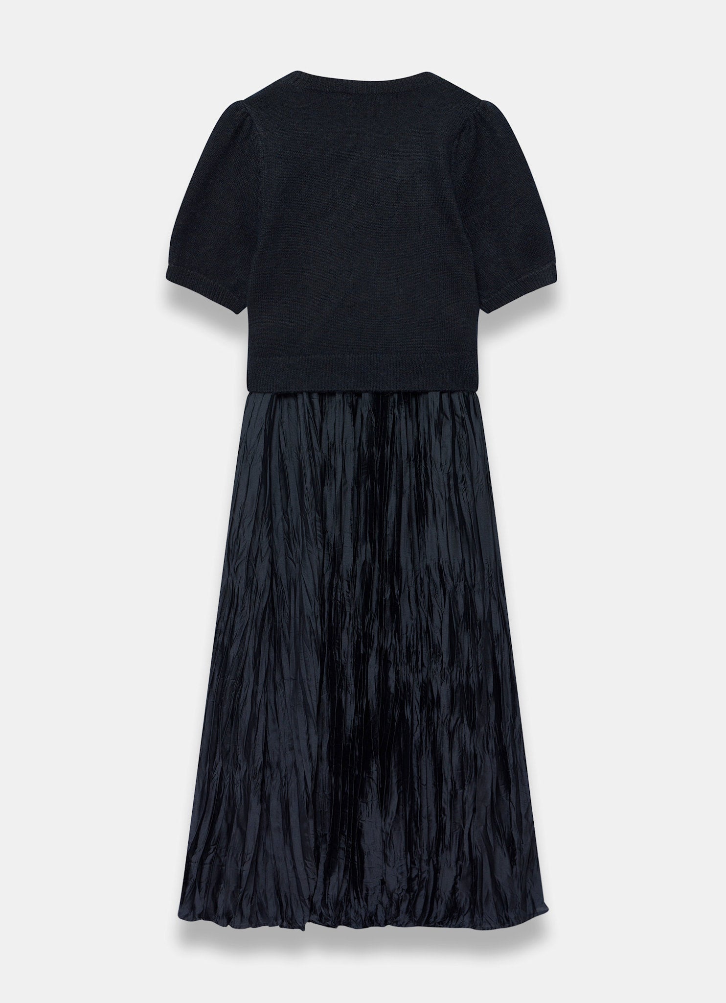 Navy Knit Puff Sleeve Maxi Dress
