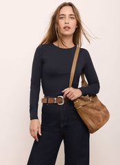 Navy Long Sleeve Layering Top
