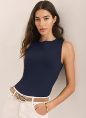 Navy High Neck Layering Vest