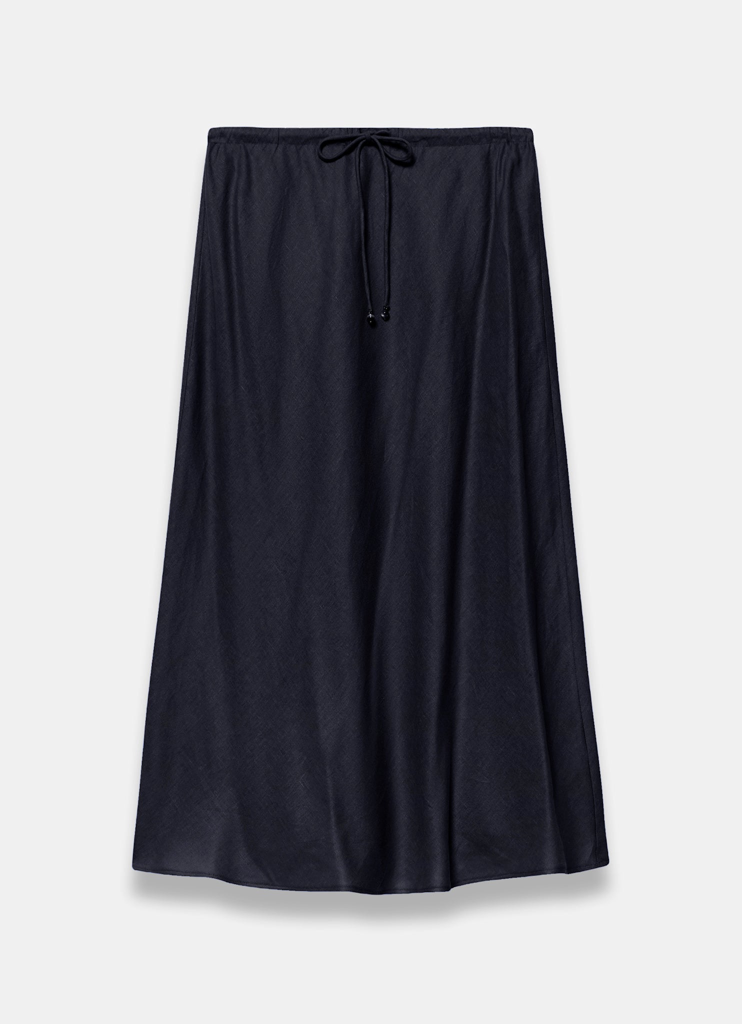Navy Linen Midi Skirt