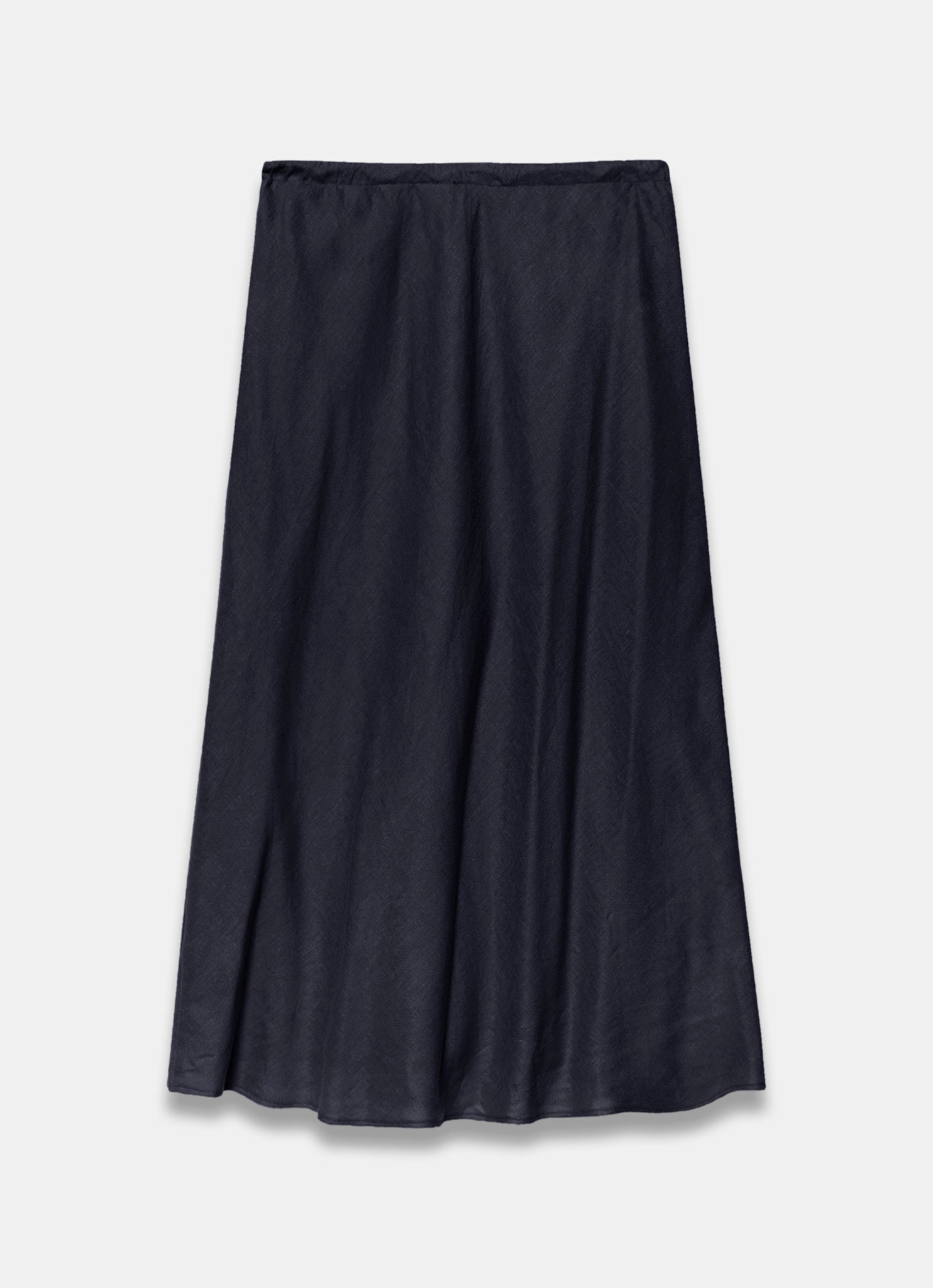 Navy Linen Midi Skirt