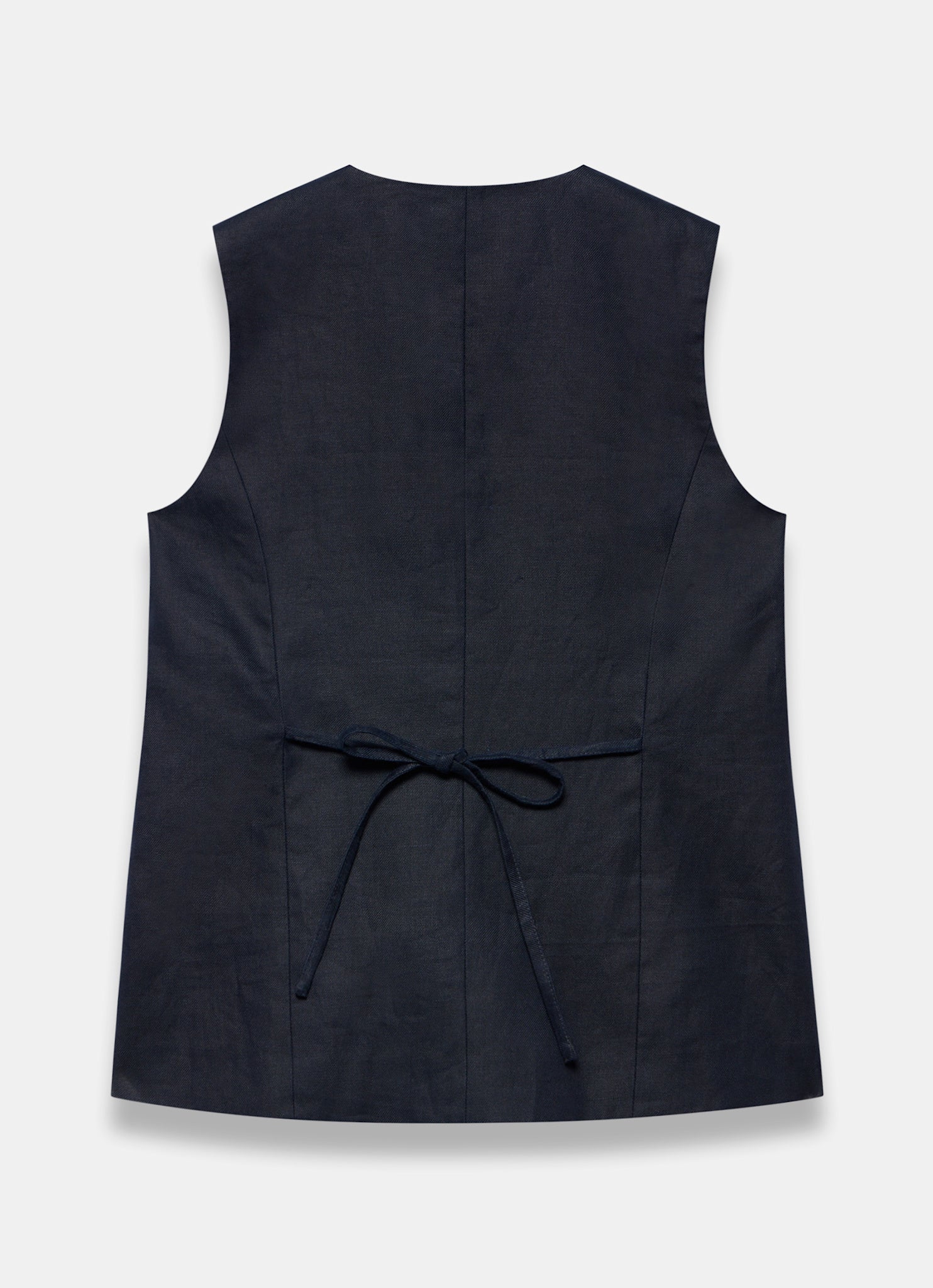 Navy Ramie Longline Waistcoat