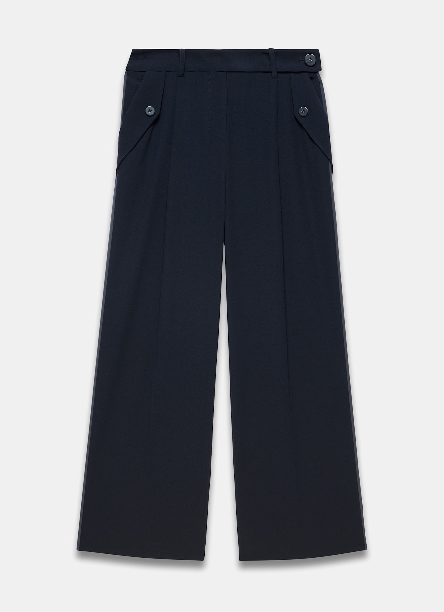 Navy Tailored Wide Trousers