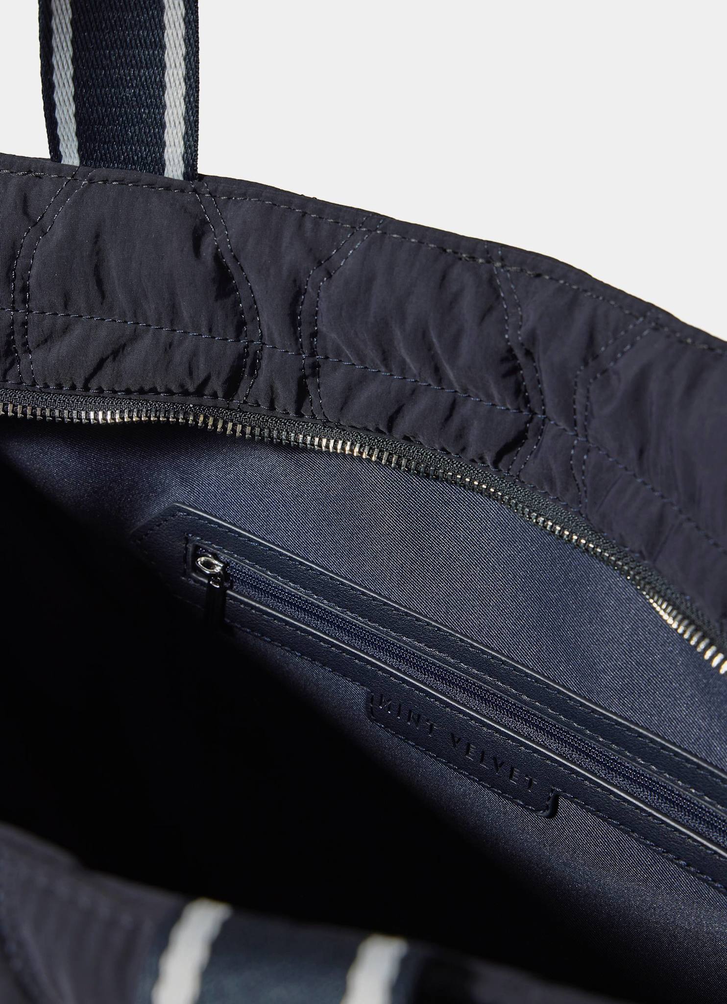 Jamie Navy Quilted Tote Bag