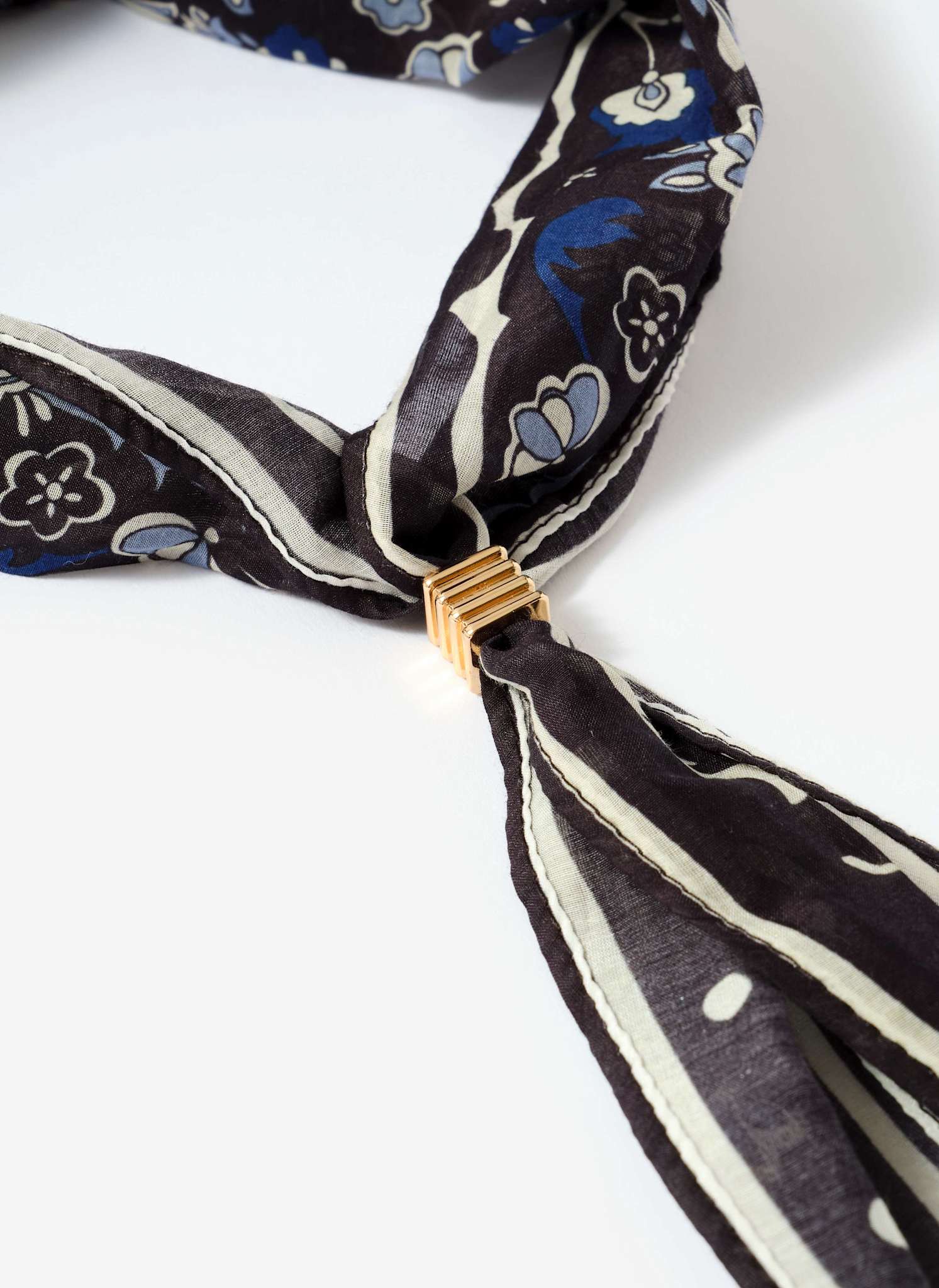 Navy Paisley Print Scarf