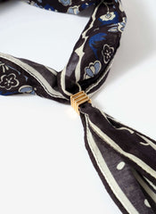 Navy Paisley Print Scarf