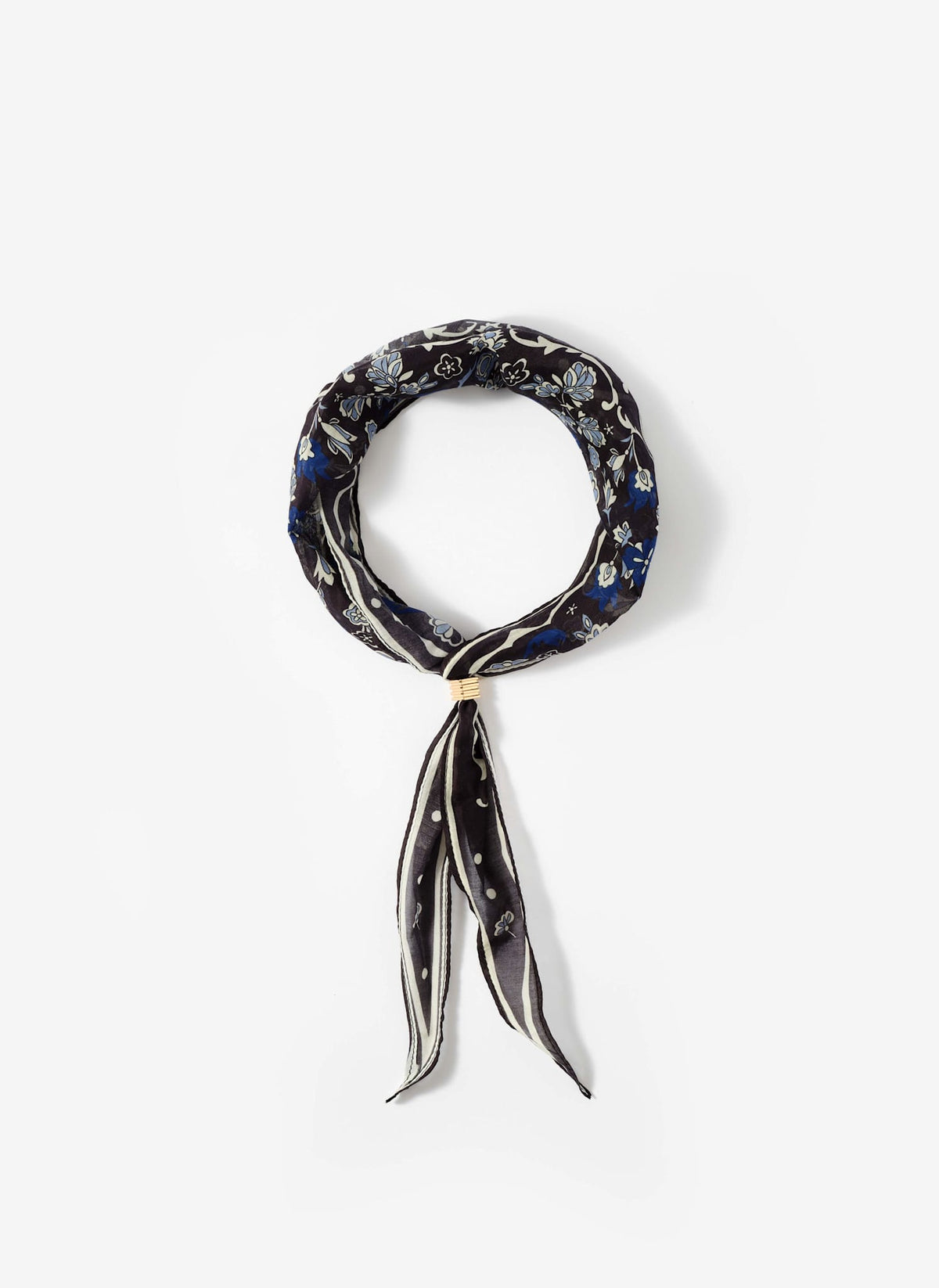 Navy Paisley Print Scarf