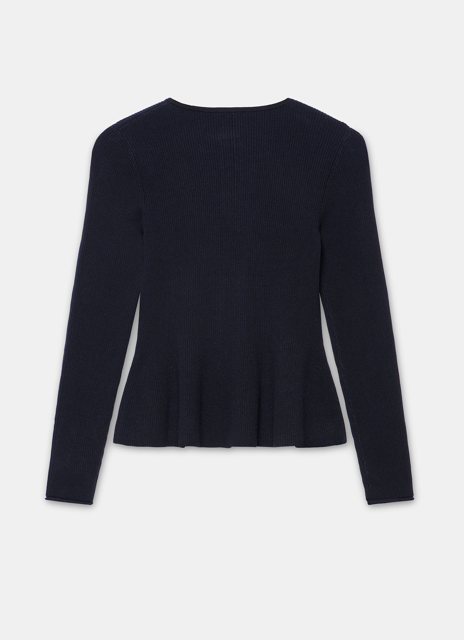 Navy Peplum Knit Cardigan