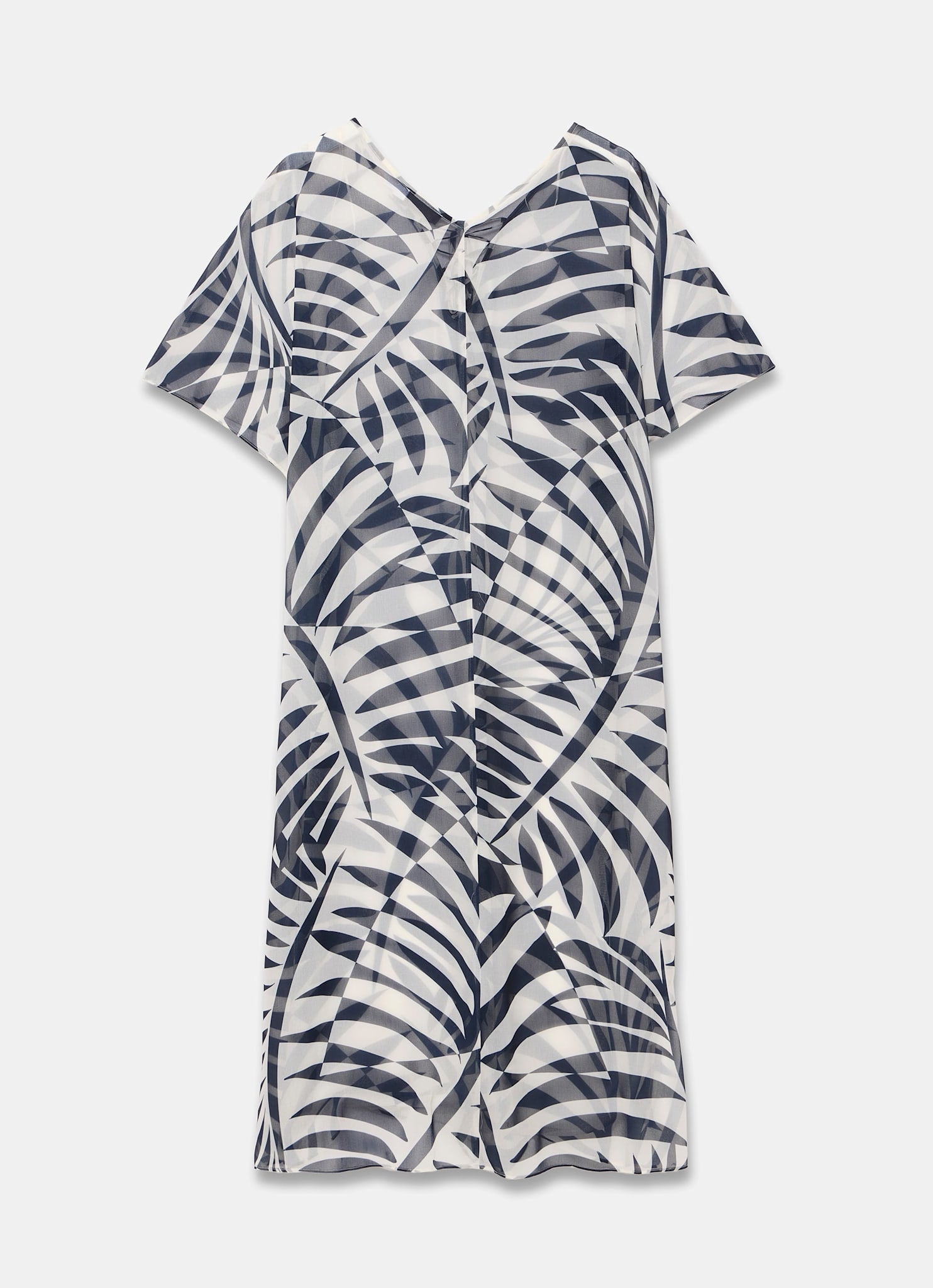 Navy Leaf Print Beach Cover Up