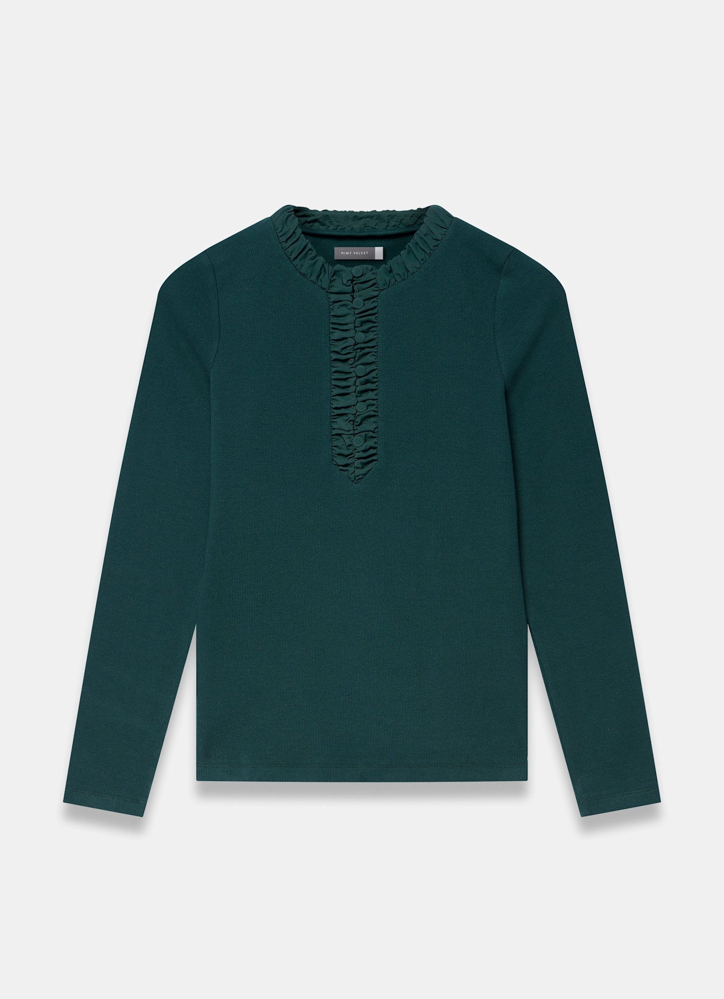 Teal Cotton Blend Ruched Top