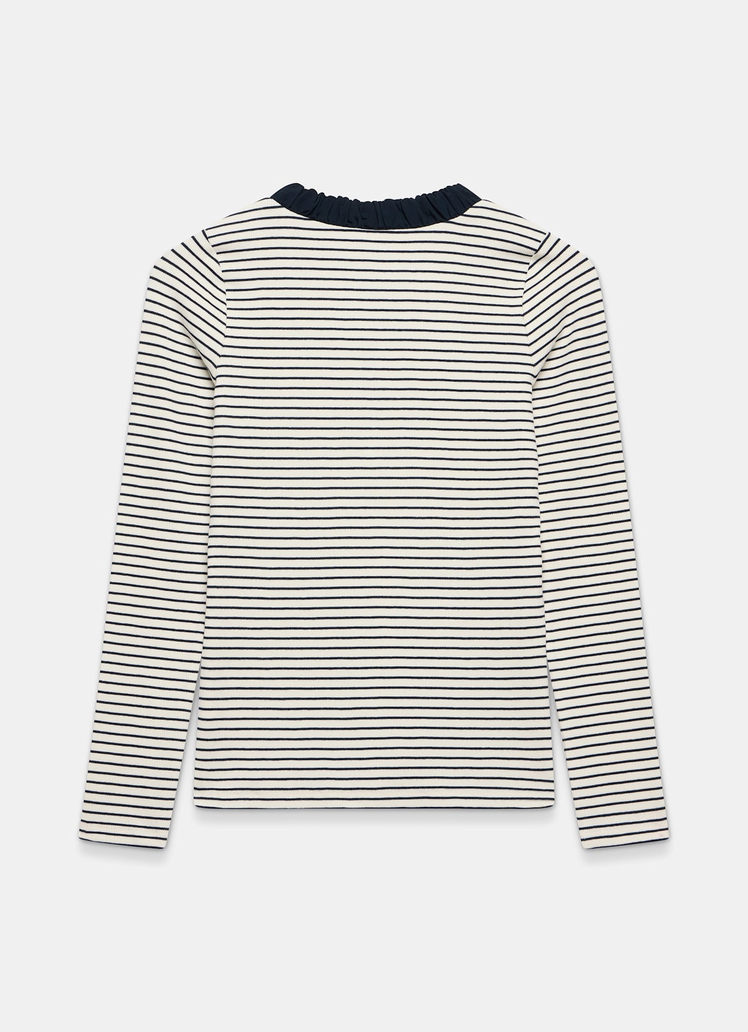 Striped Cotton Blend Ruched Henley Top