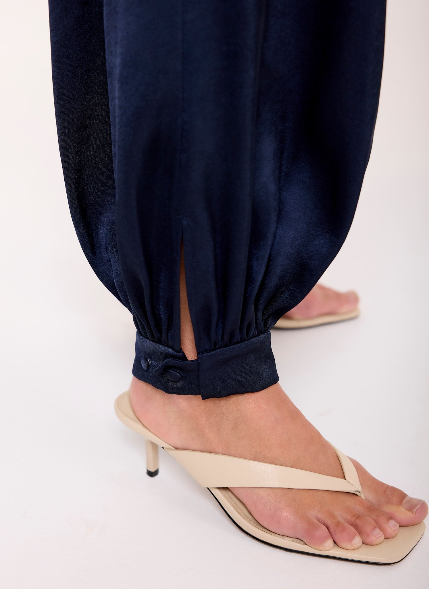 Navy Satin Balloon Trousers