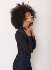 Navy Satin Utility Shirt