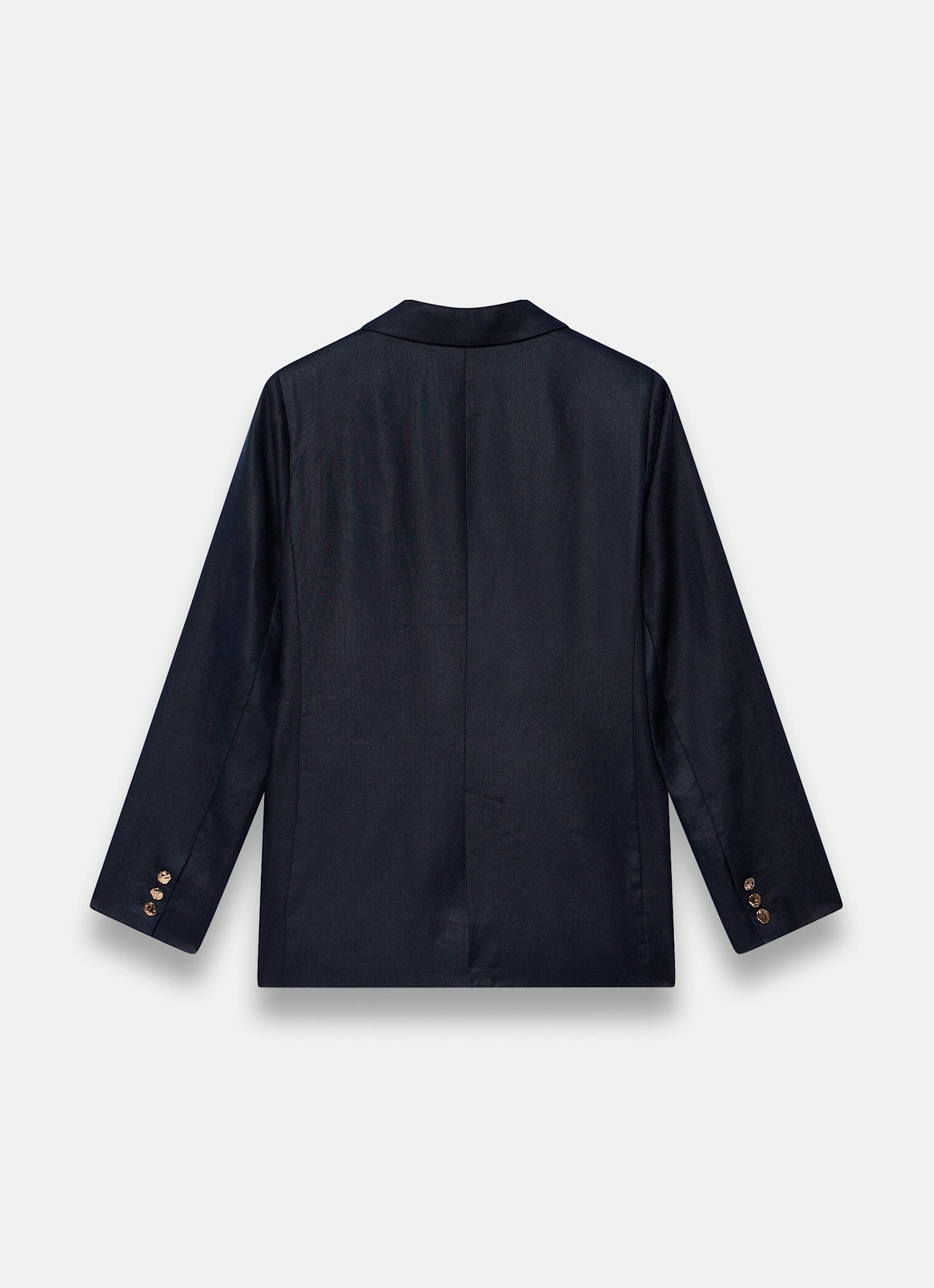 Navy Ramie Single Breasted Blazer