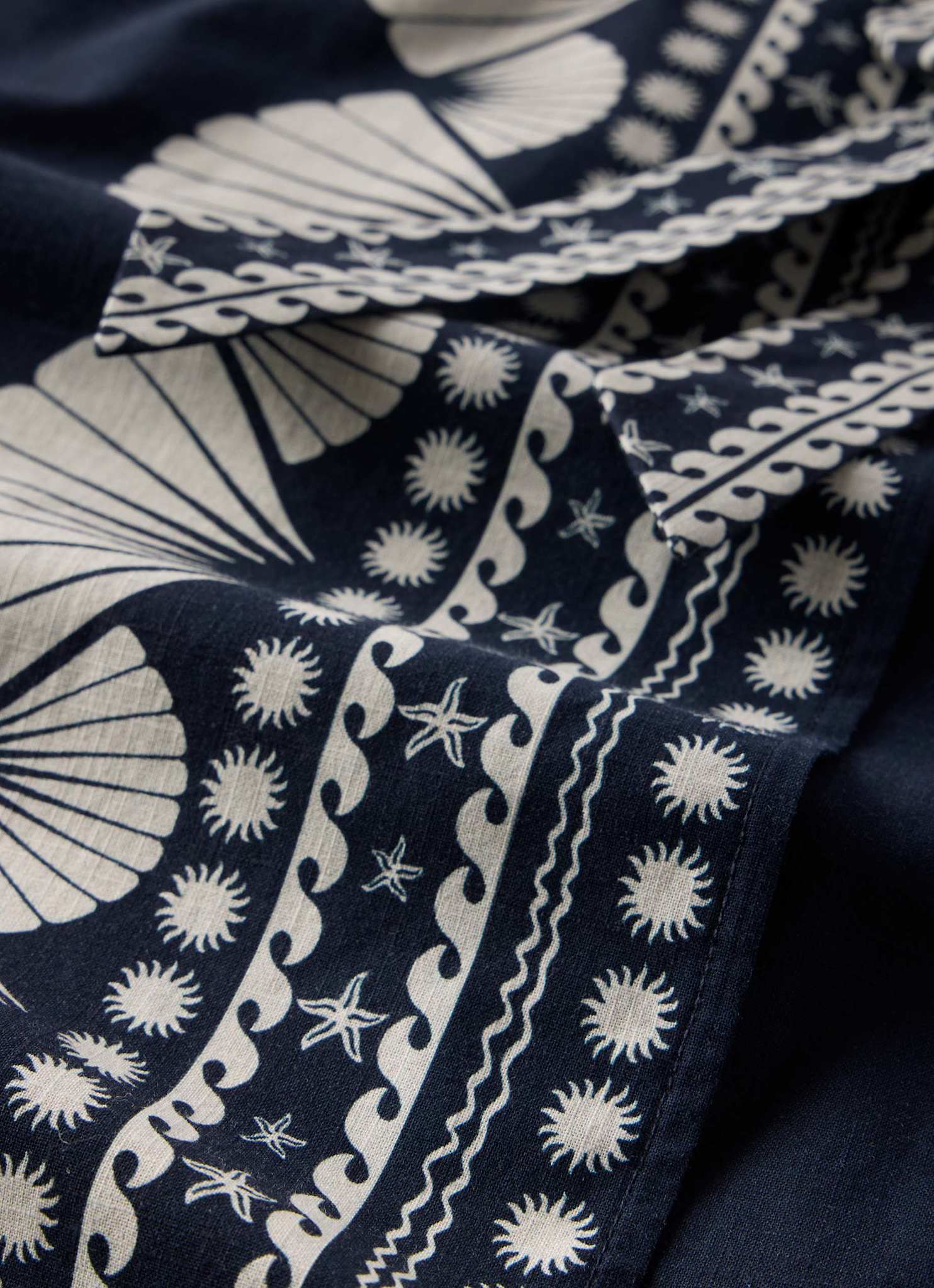Navy Shell Print Wrap Skirt