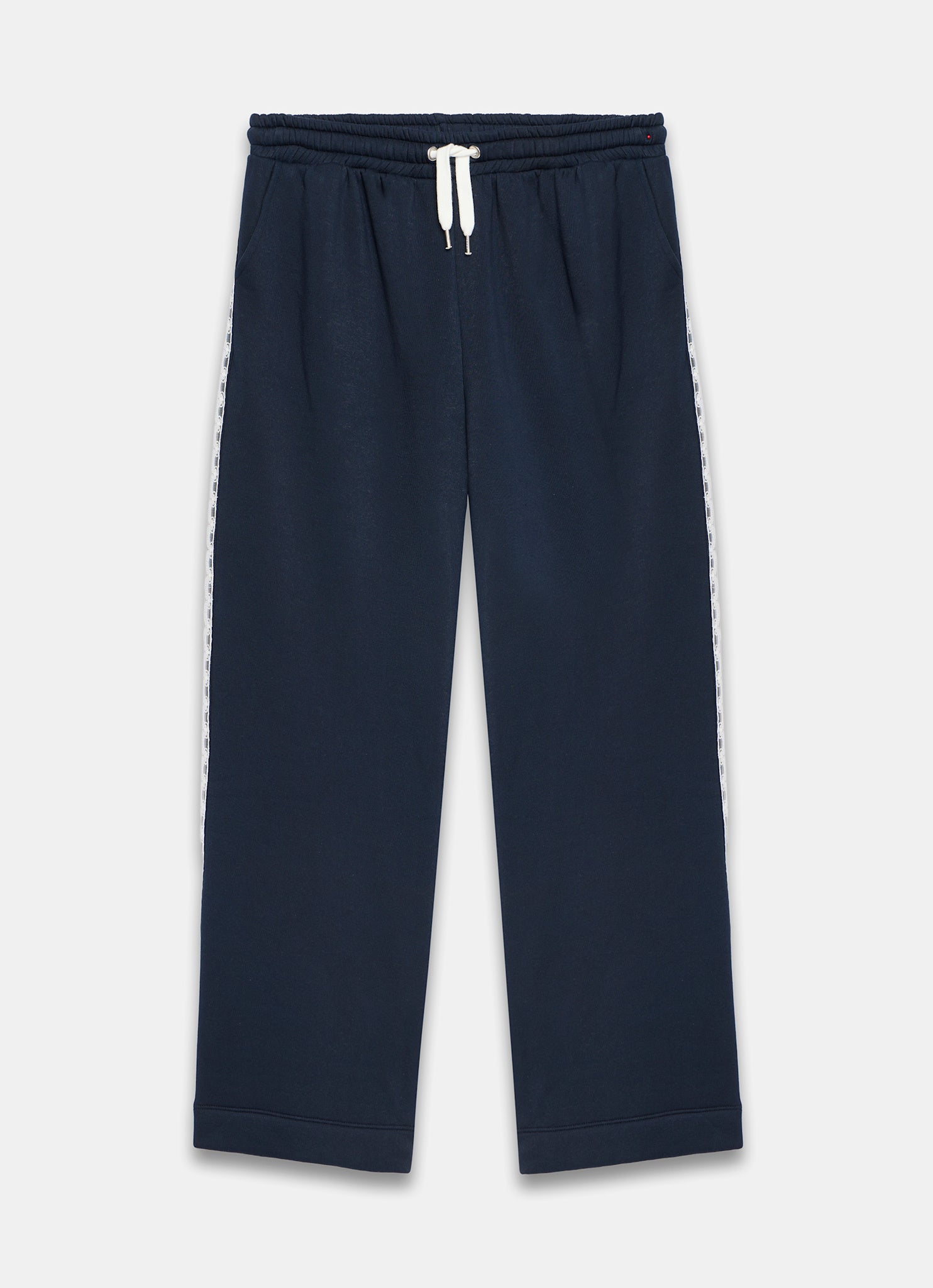 Navy Jersey Crochet Trim Wide Joggers