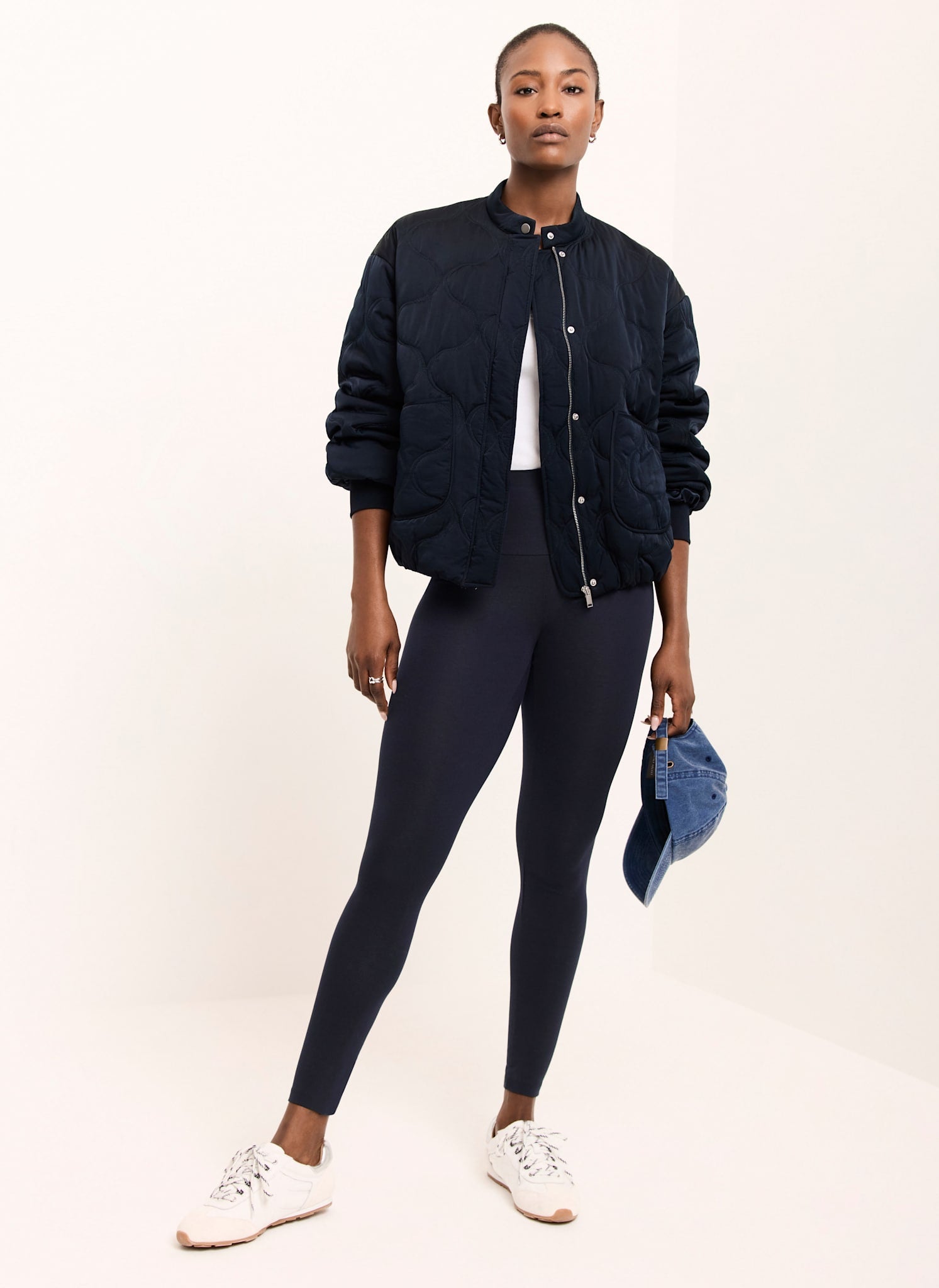 Navy Jersey Straight Leggings