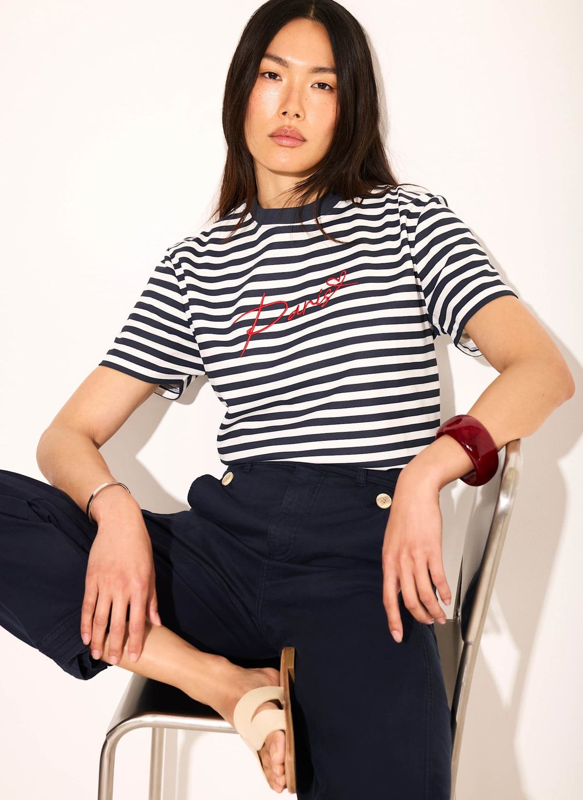 Navy Stripe Paris Stripe Tee