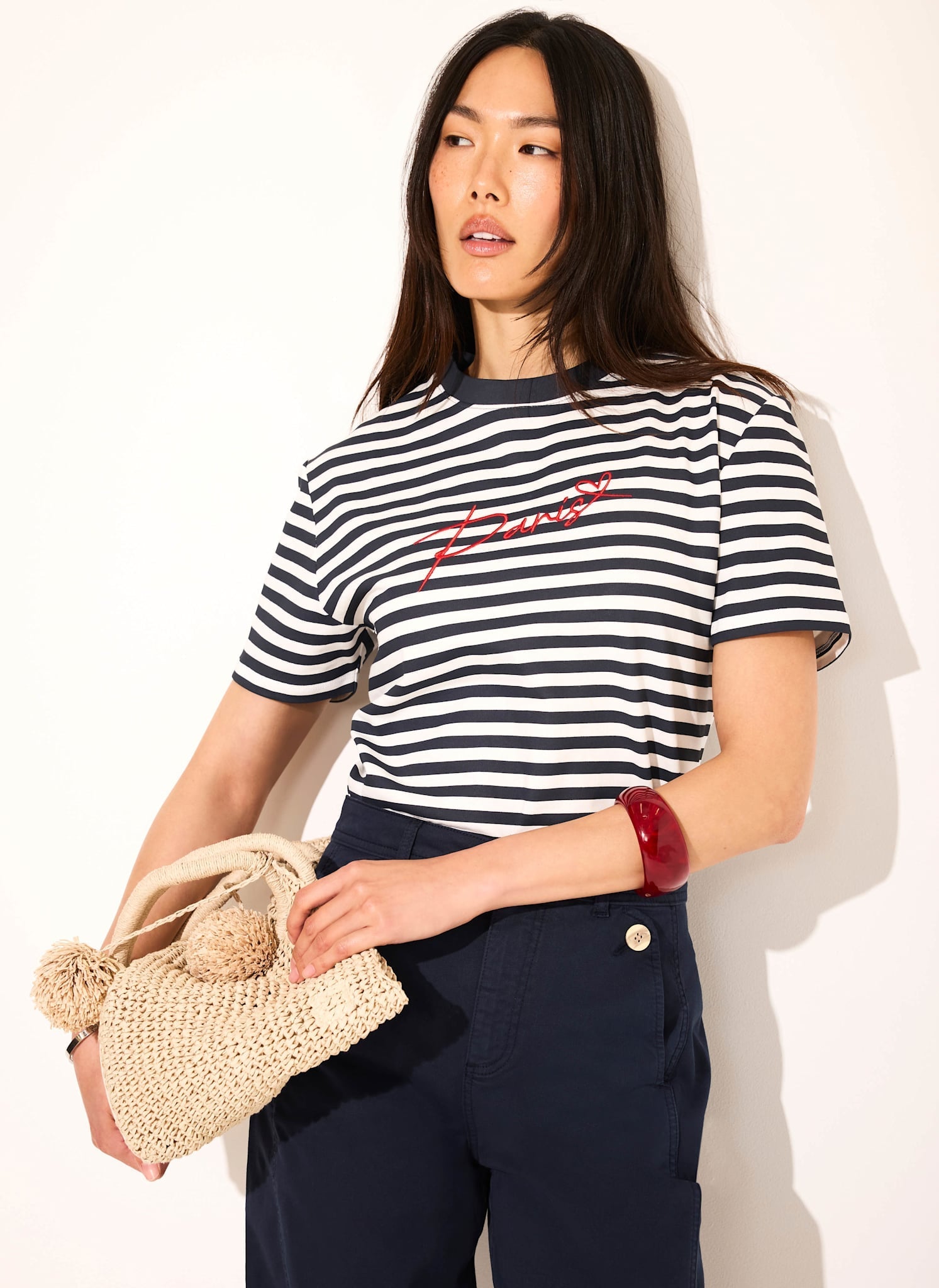 Navy Stripe Paris Stripe Tee