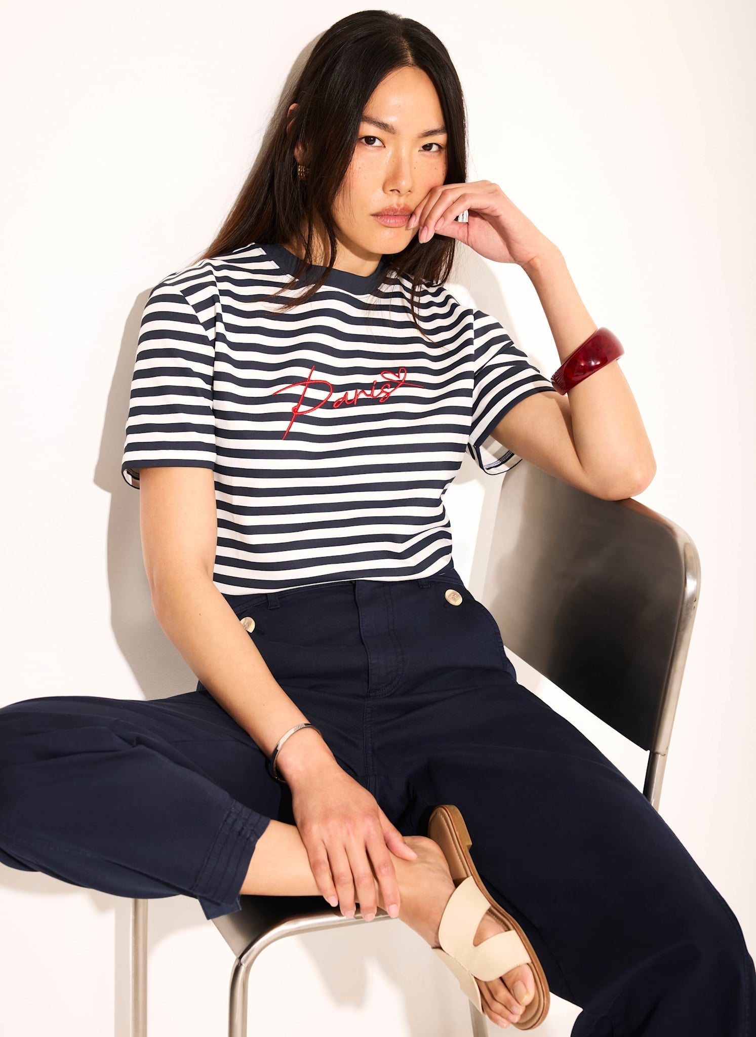 Navy Stripe Paris Stripe Tee
