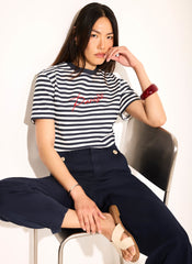 Navy Stripe Paris Stripe Tee
