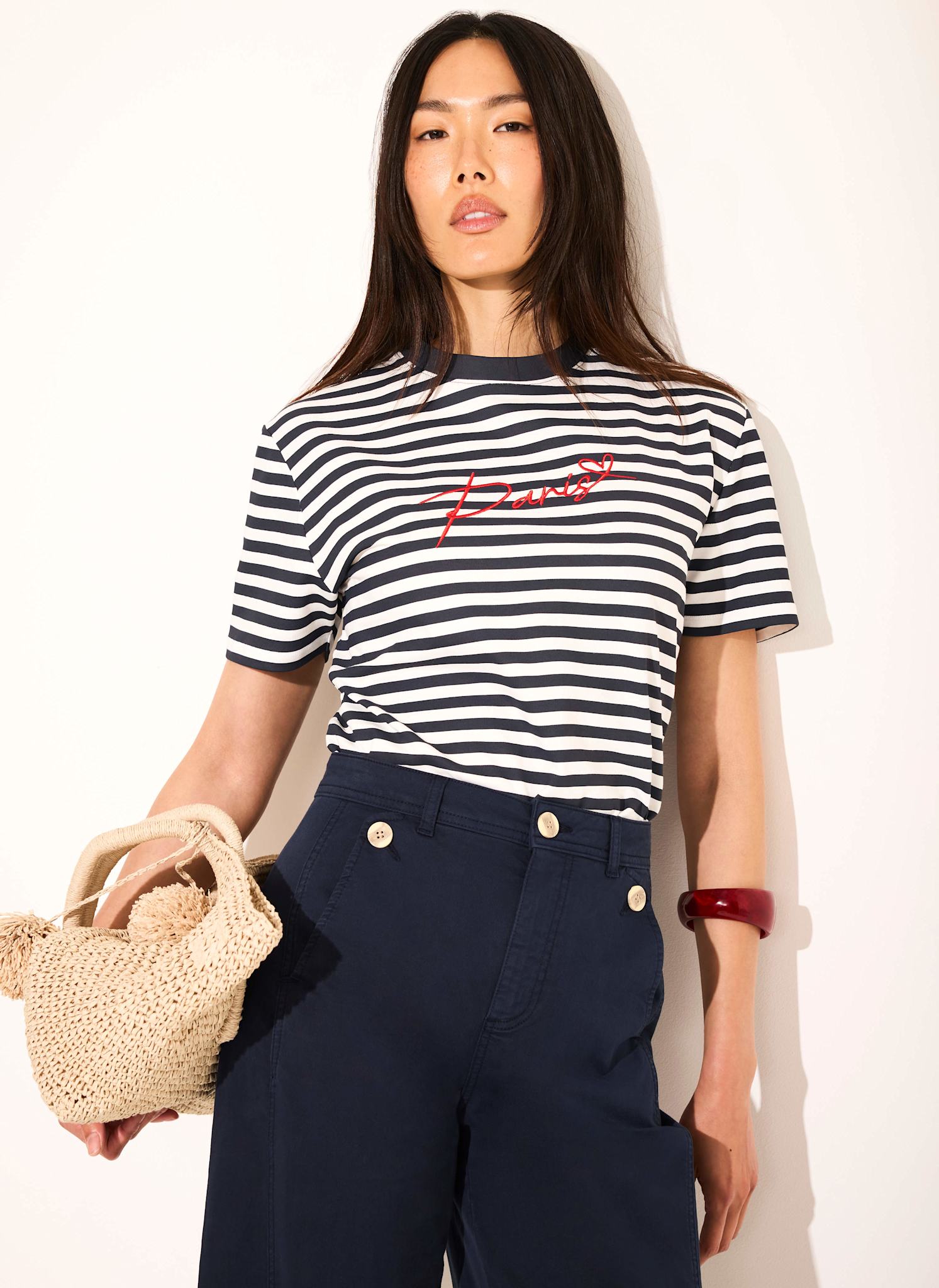 Navy Stripe Paris Stripe Tee