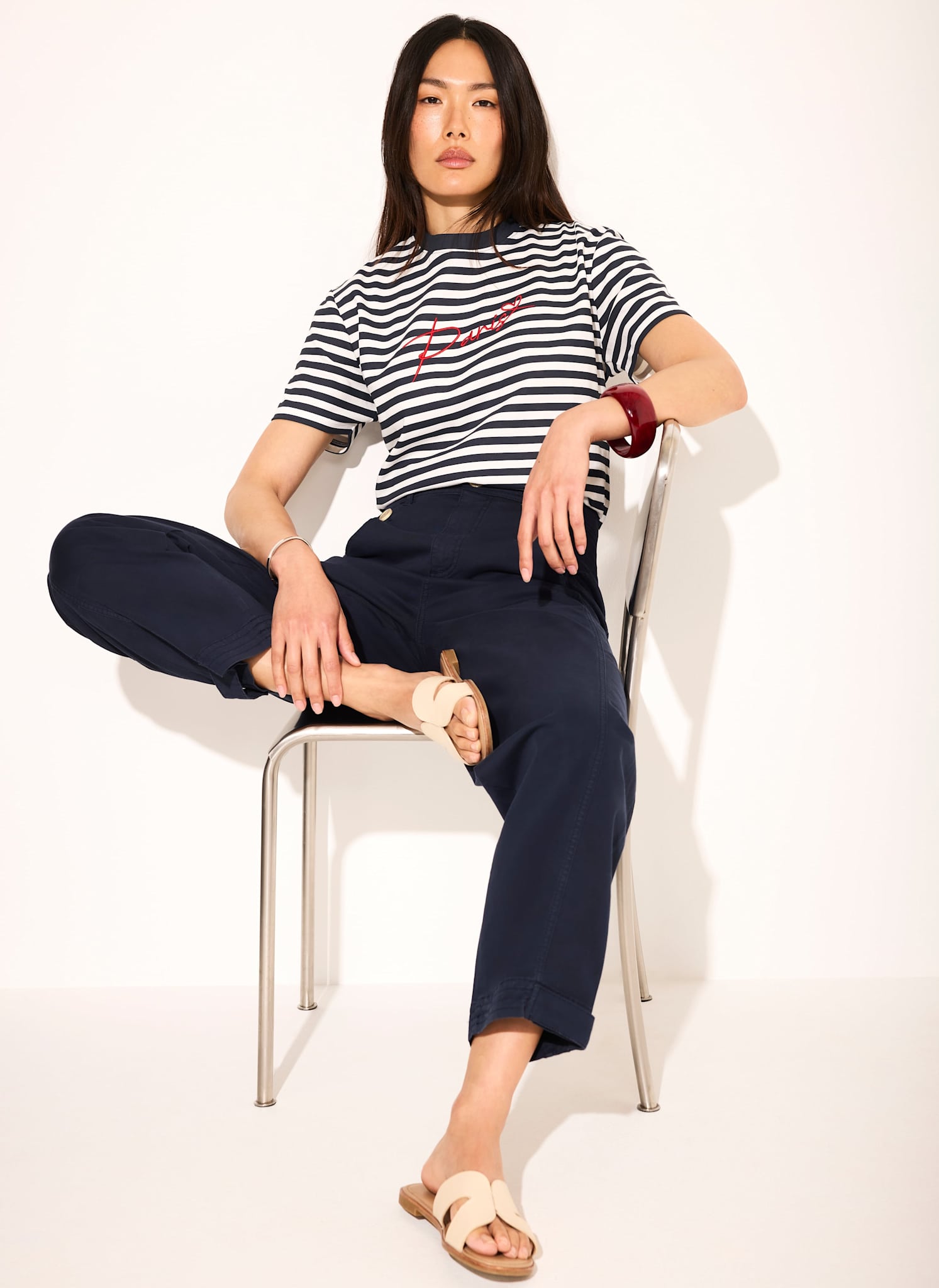 Navy Stripe Paris Stripe Tee
