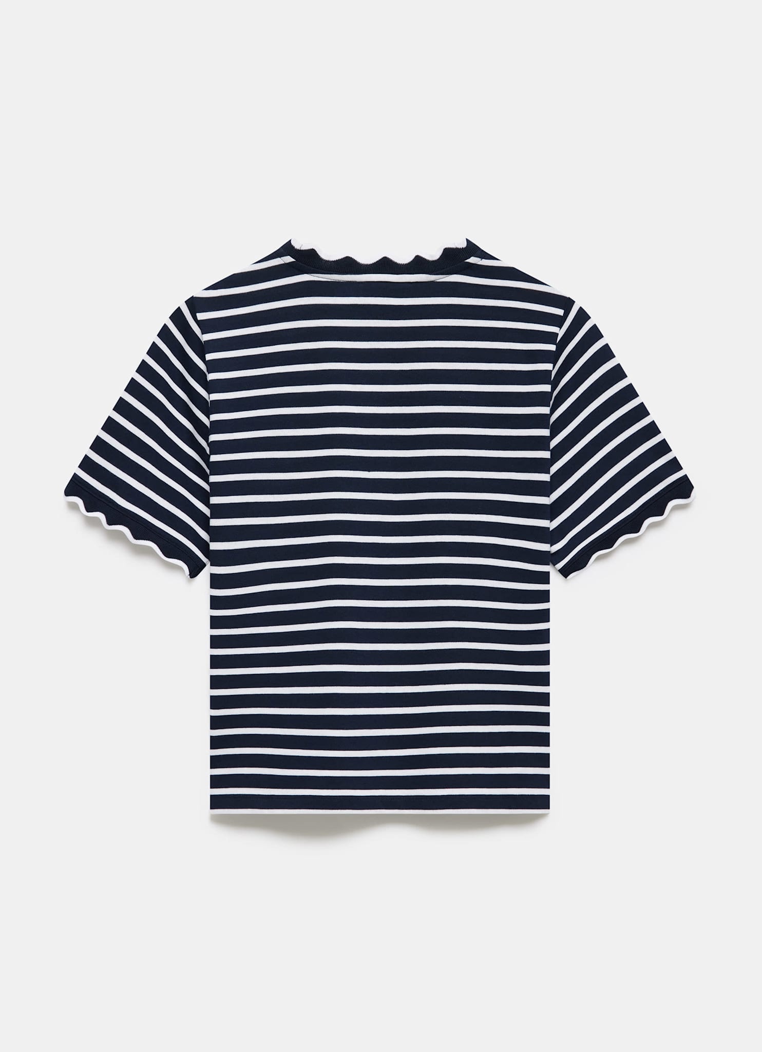 Navy Stripe Scallop Trim T-Shirt
