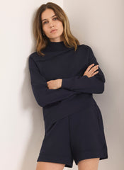 Navy Super Soft Asymmetric Detail Sweatshirt