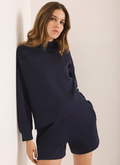 Navy Super Soft Asymmetric Detail Sweatshirt
