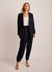 Navy Tapered Balloon Trousers