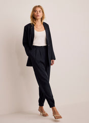 Navy Tapered Balloon Trousers